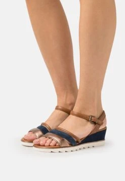 Marco Tozzi Sandalen Met Sleehak - Navy Comb