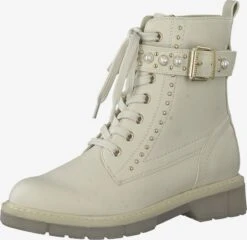 Marco Tozzi Enkellaarsjes Veterlaarsjes Dames Crème