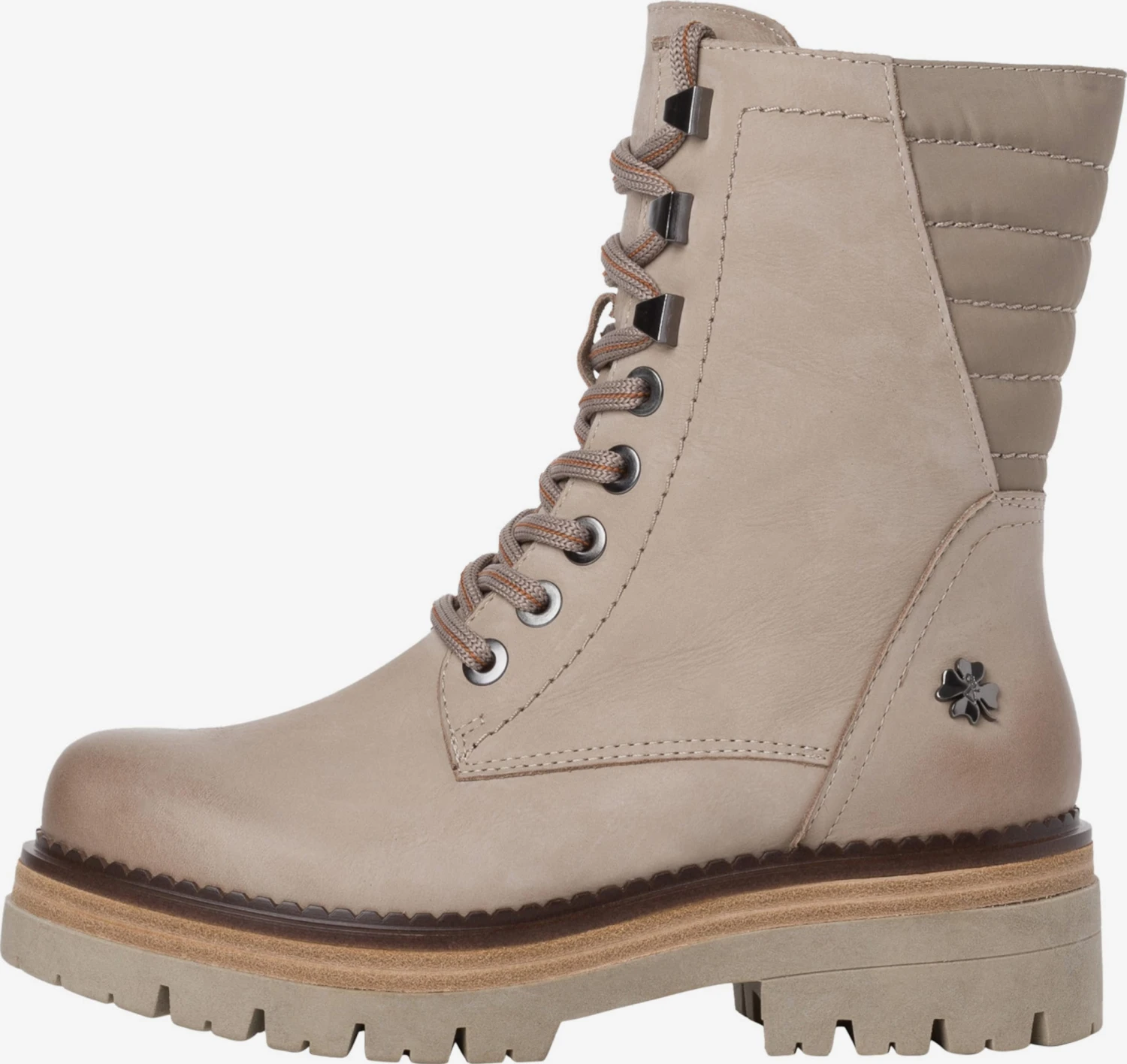 Enkellaarsjes Veterlaarsjes Dames Taupe 4 Enkellaarsjes Veterlaarsjes Dames Taupe - Afbeelding 4