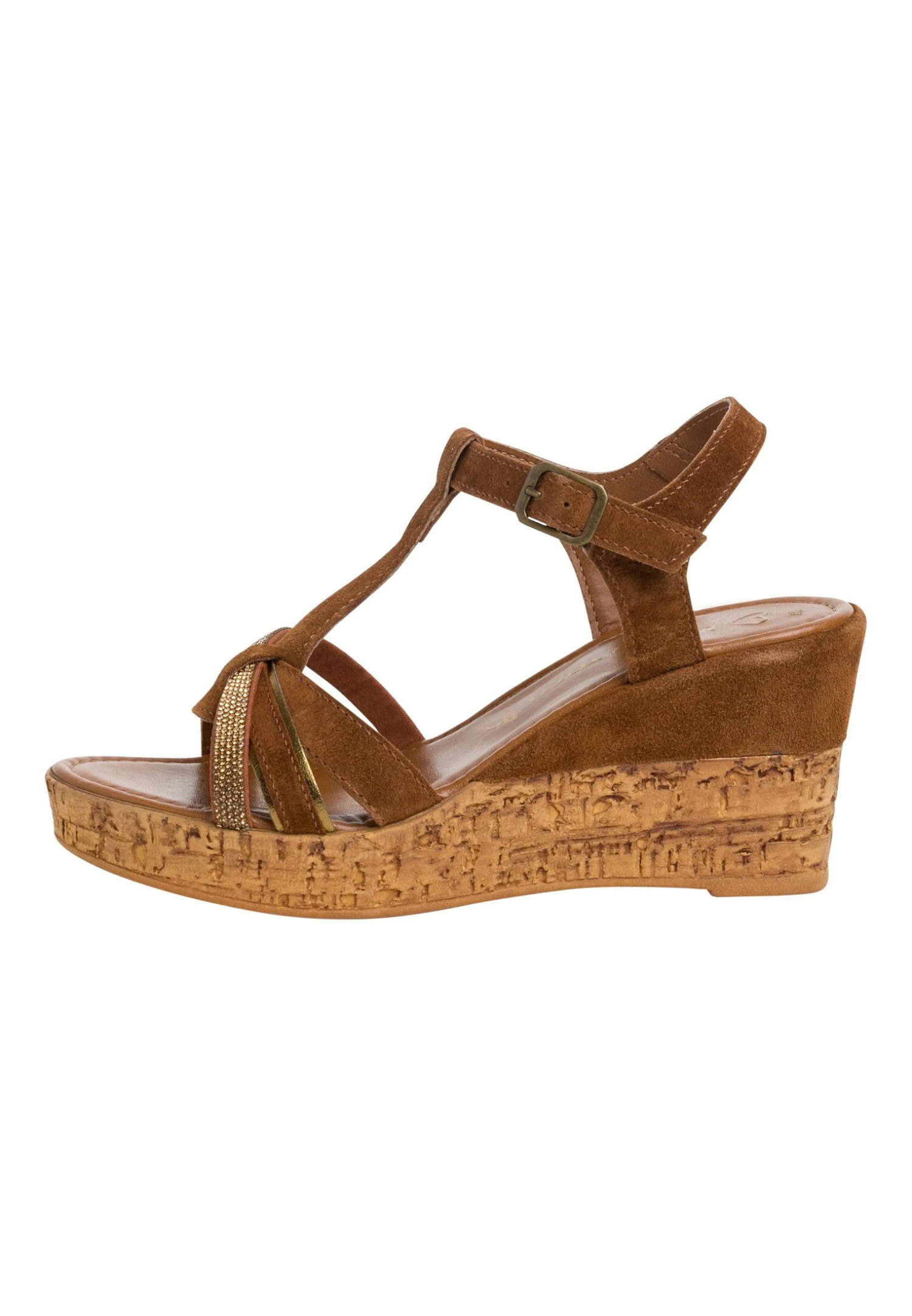 Marco Tozzi Sandalen Met Sleehak - Cognac Comb 1 Marco Tozzi Sandalen Met Sleehak - Cognac Comb