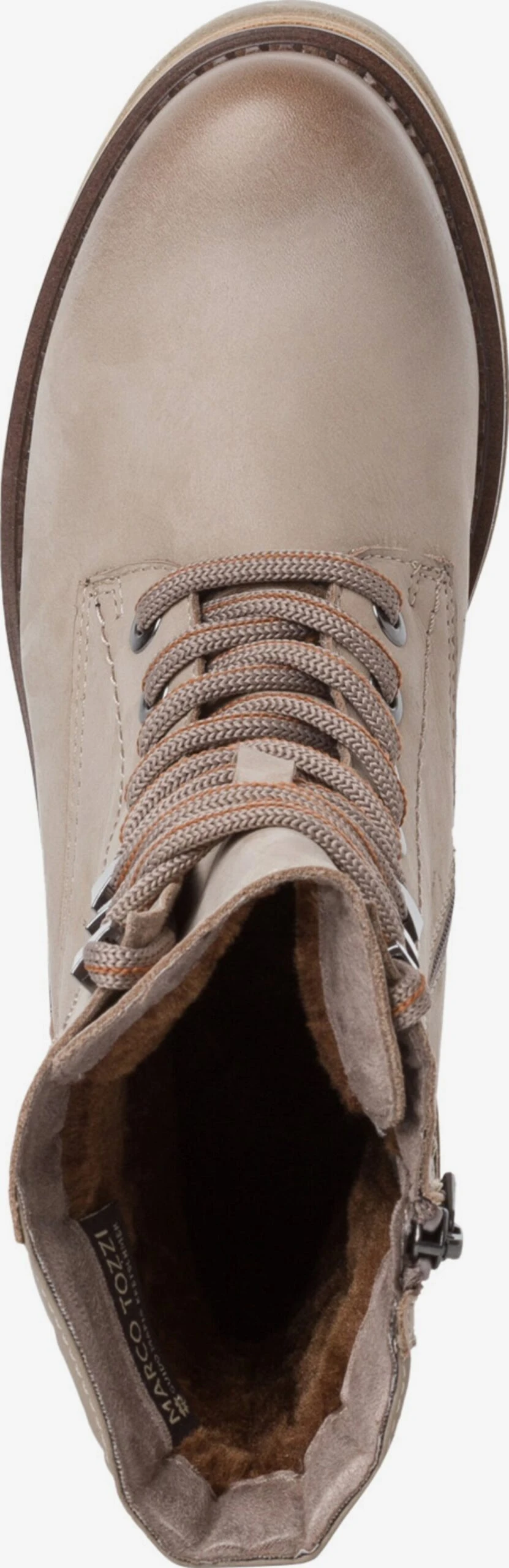 Enkellaarsjes Veterlaarsjes Dames Taupe 2 Enkellaarsjes Veterlaarsjes Dames Taupe - Afbeelding 2