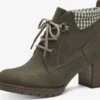 Marco Tozzi Enkellaarsjes Veterlaarsjes Dames Olijfgroen
