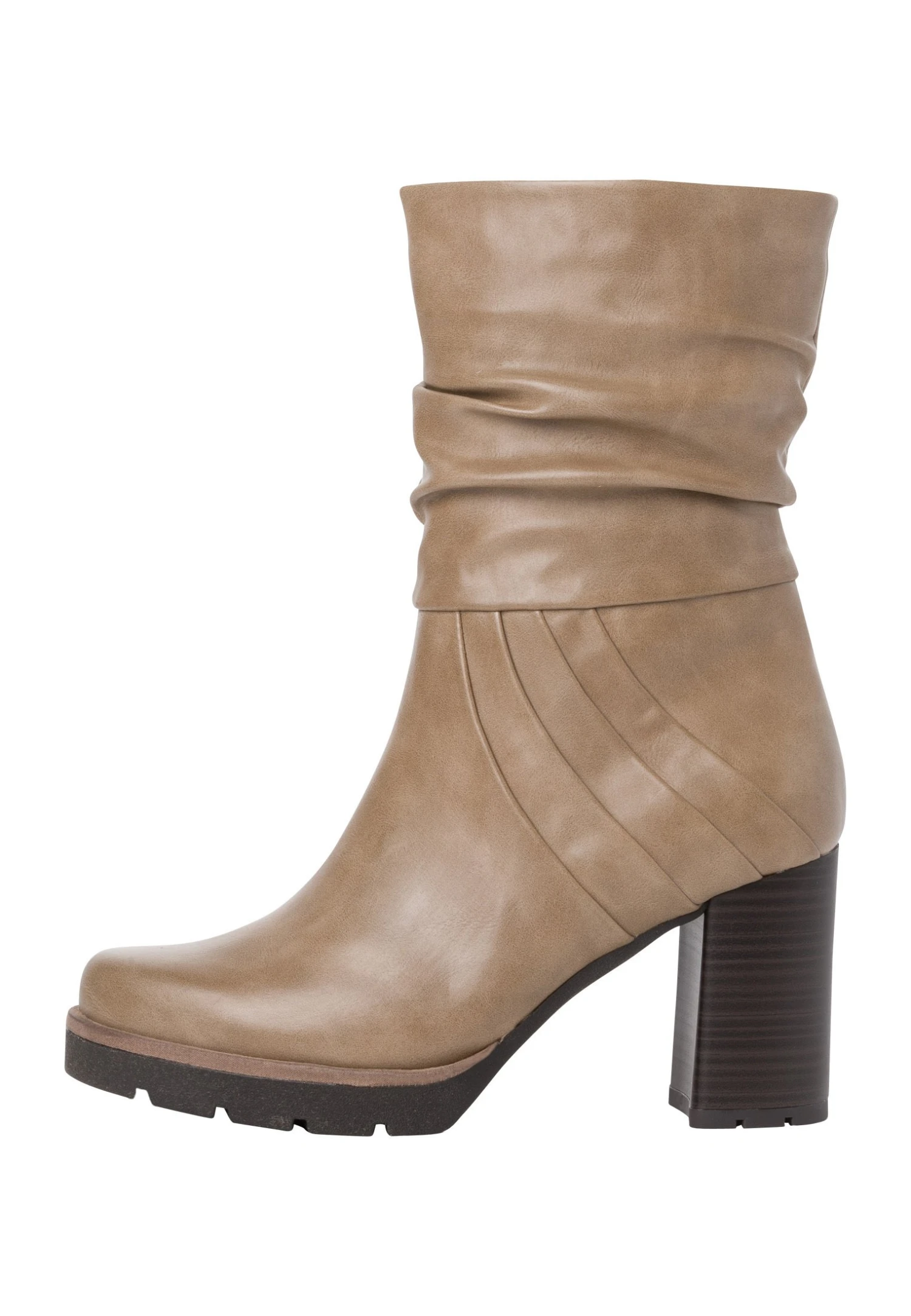 Marco Tozzi Stiefelette - Enkellaarsjes Met Hoge Hak - Taupe 1 Marco Tozzi Stiefelette - Enkellaarsjes Met Hoge Hak - Taupe