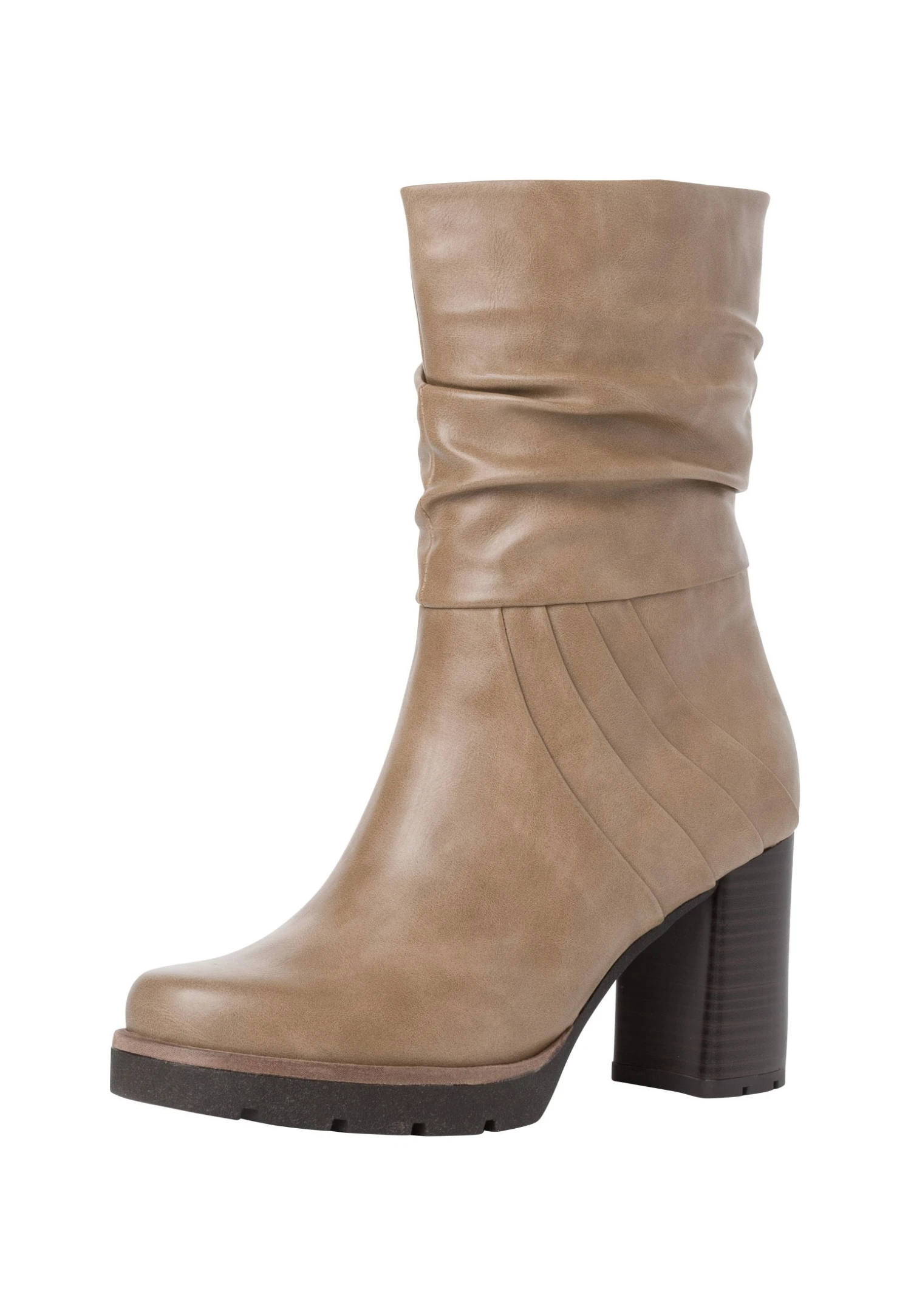 Marco Tozzi Stiefelette - Enkellaarsjes Met Hoge Hak - Taupe 2 Marco Tozzi Stiefelette - Enkellaarsjes Met Hoge Hak - Taupe - Afbeelding 2