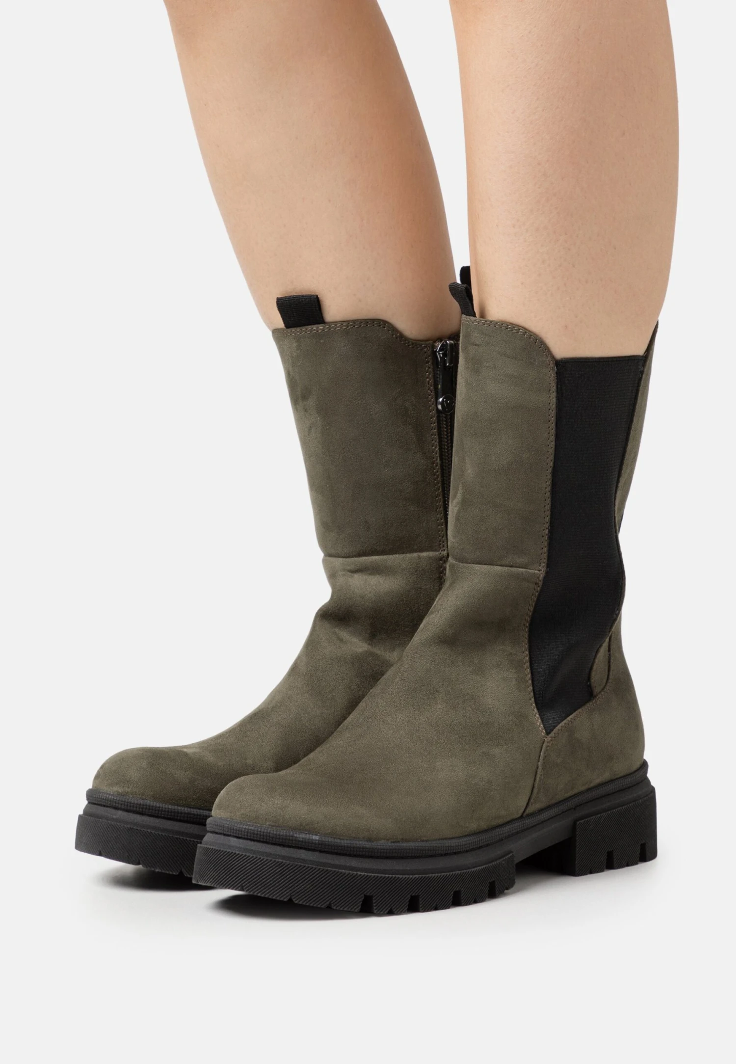 Marco Tozzi Plateaulaarzen - Khaki 1 Marco Tozzi Plateaulaarzen - Khaki